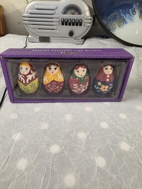 Set of 4 Hand-Painted Matryoshka Nesting Dolls - Multi-Color